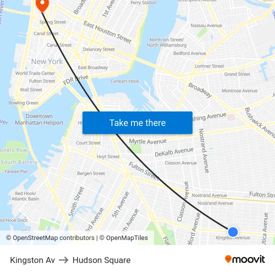 Kingston Av to Hudson Square map