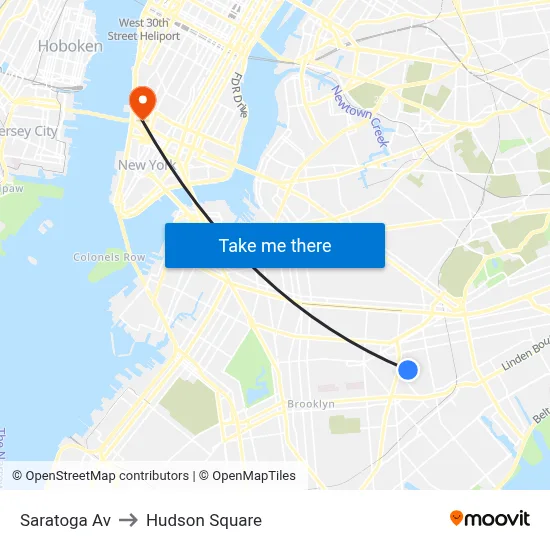 Saratoga Av to Hudson Square map