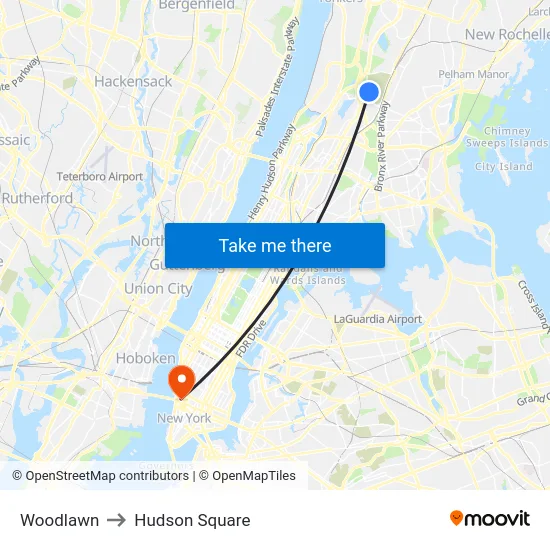 Woodlawn to Hudson Square map