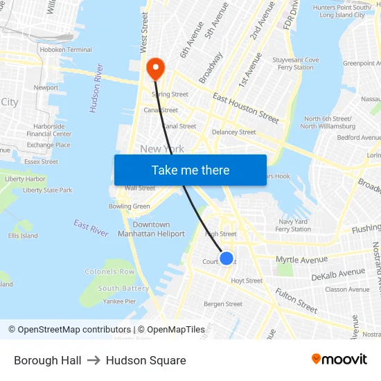 Borough Hall to Hudson Square map