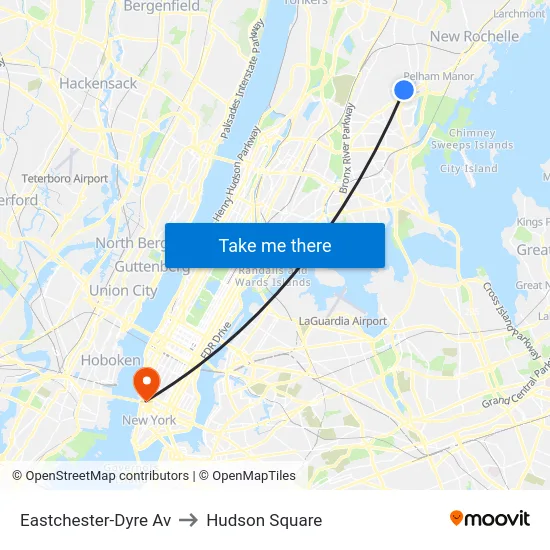 Eastchester-Dyre Av to Hudson Square map