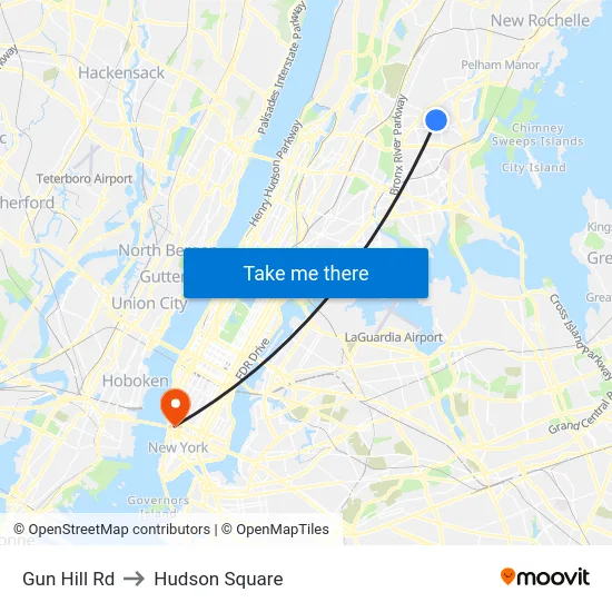 Gun Hill Rd to Hudson Square map
