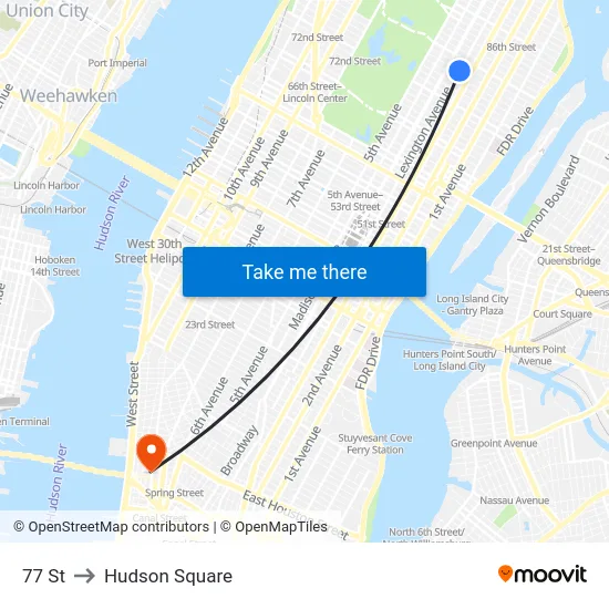 77 St to Hudson Square map