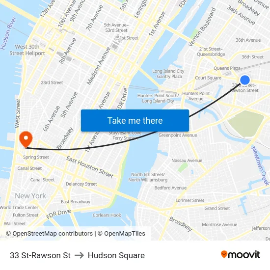 33 St-Rawson St to Hudson Square map