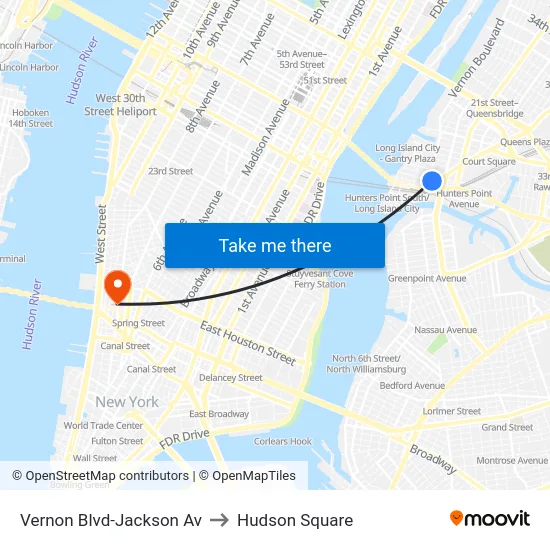 Vernon Blvd-Jackson Av to Hudson Square map