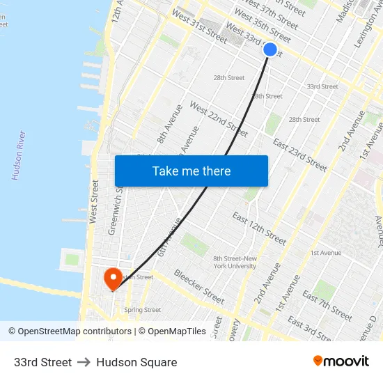 33rd Street to Hudson Square map