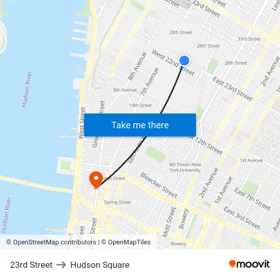 23rd Street to Hudson Square map