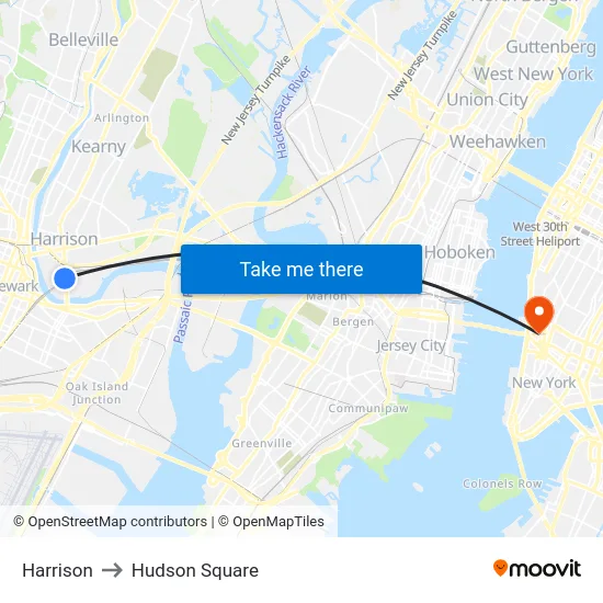 Harrison to Hudson Square map
