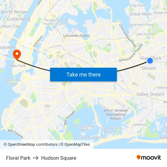 Floral Park to Hudson Square map