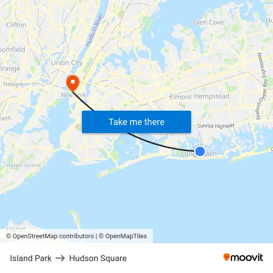 Island Park to Hudson Square map