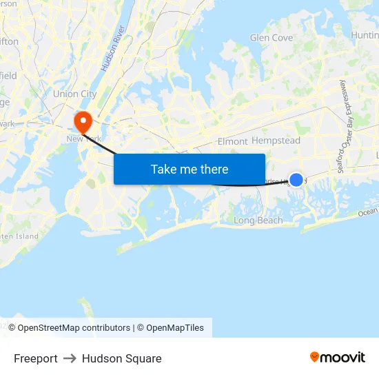 Freeport to Hudson Square map