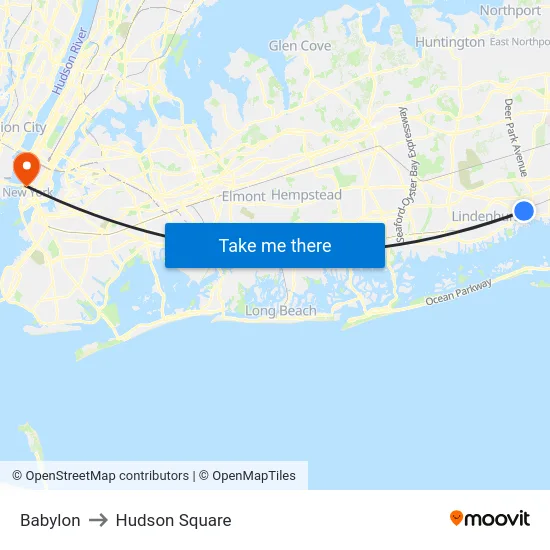 Babylon to Hudson Square map