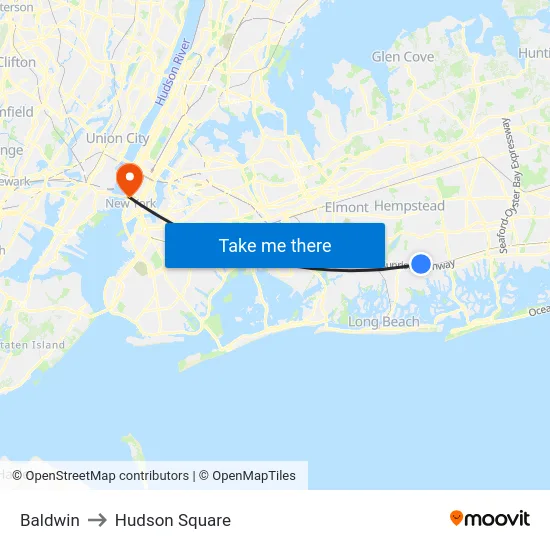 Baldwin to Hudson Square map