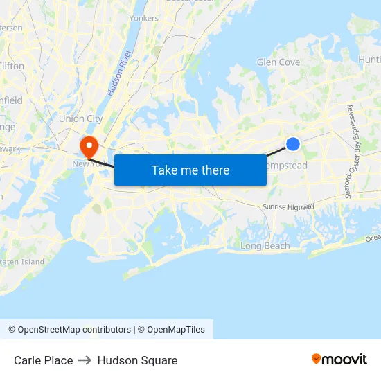 Carle Place to Hudson Square map