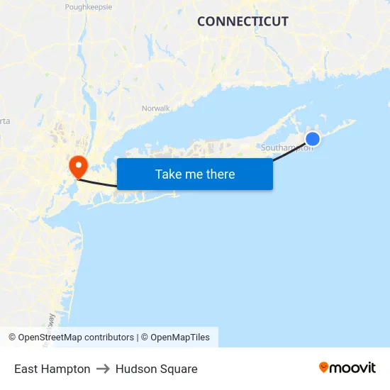 East Hampton to Hudson Square map