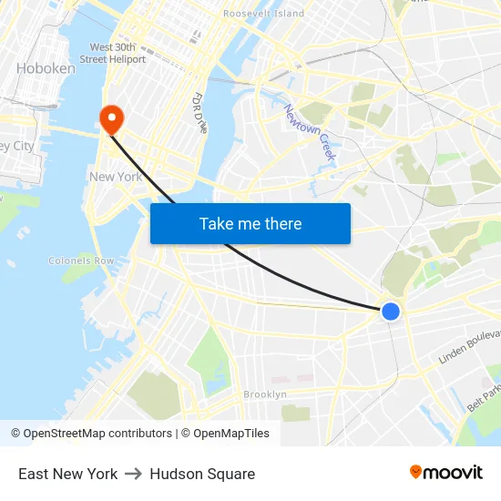 East New York to Hudson Square map