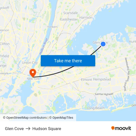 Glen Cove to Hudson Square map