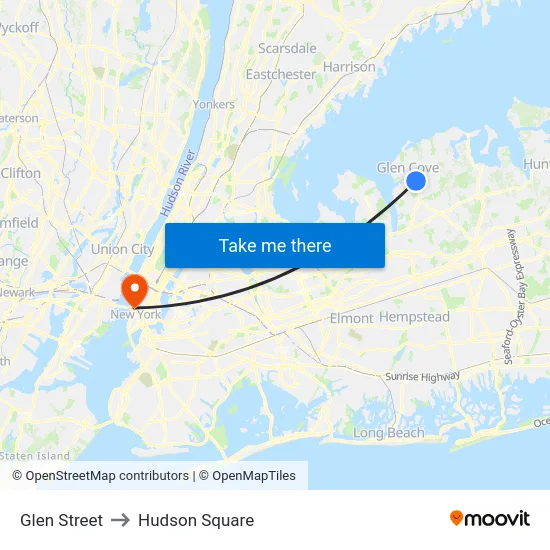 Glen Street to Hudson Square map