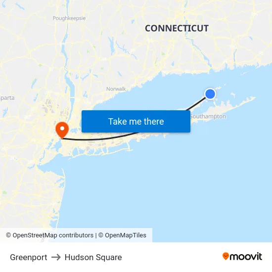 Greenport to Hudson Square map