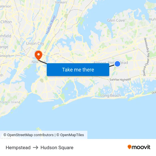 Hempstead to Hudson Square map
