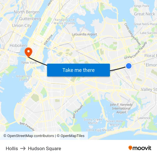 Hollis to Hudson Square map