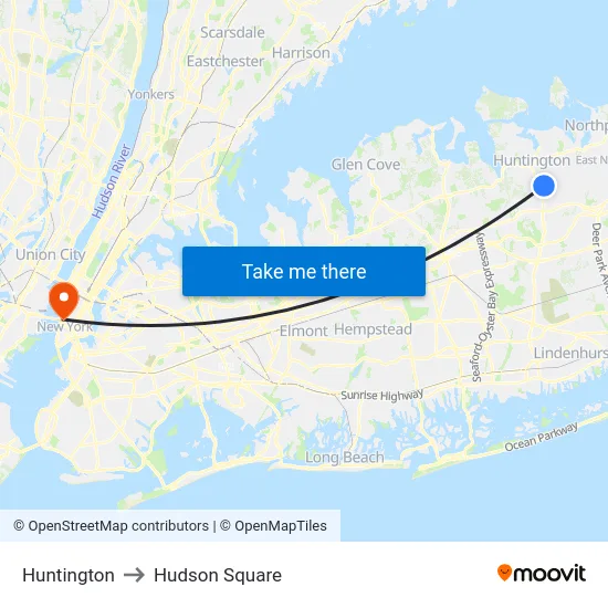 Huntington to Hudson Square map
