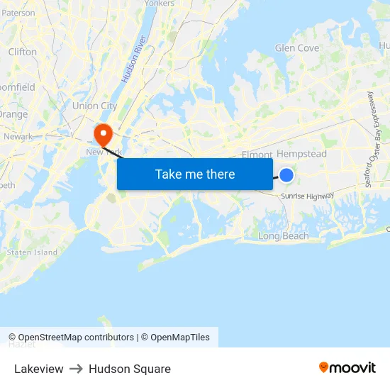 Lakeview to Hudson Square map