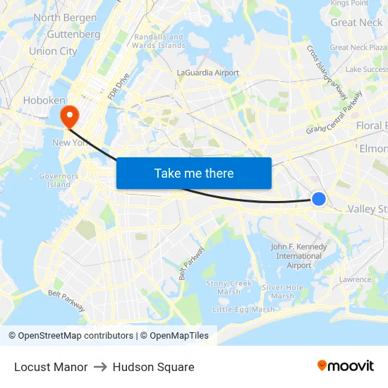 Locust Manor to Hudson Square map