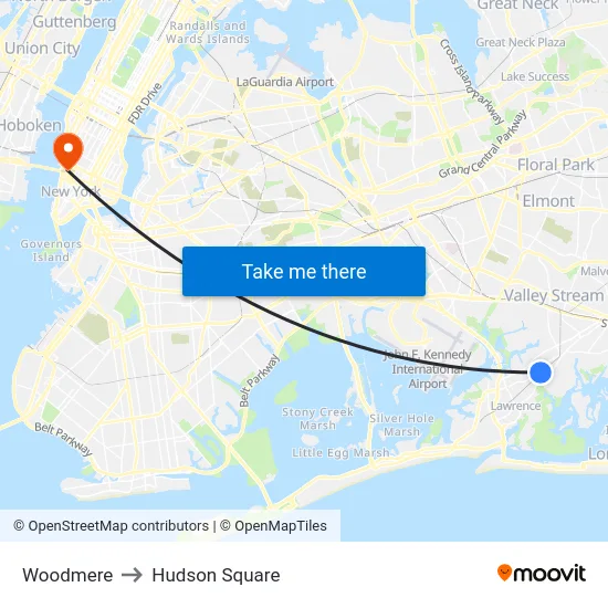 Woodmere to Hudson Square map