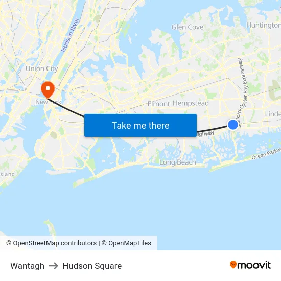 Wantagh to Hudson Square map