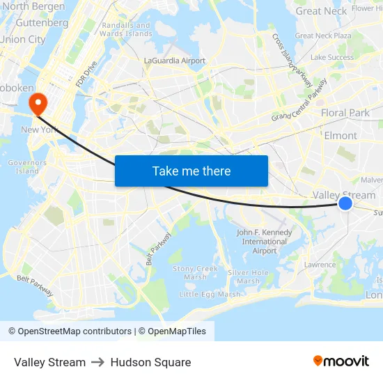 Valley Stream to Hudson Square map