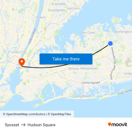 Syosset to Hudson Square map