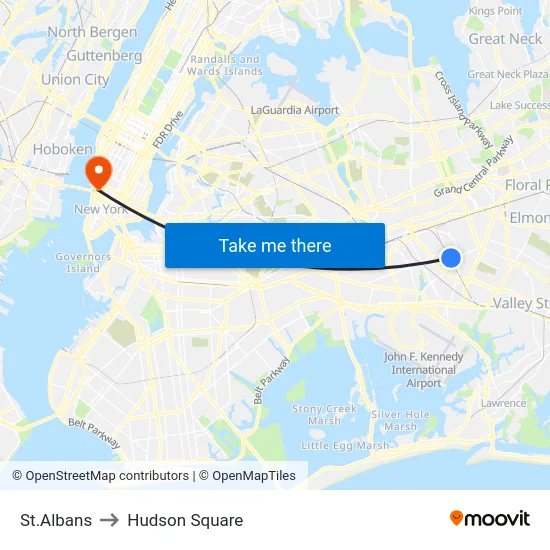 St.Albans to Hudson Square map