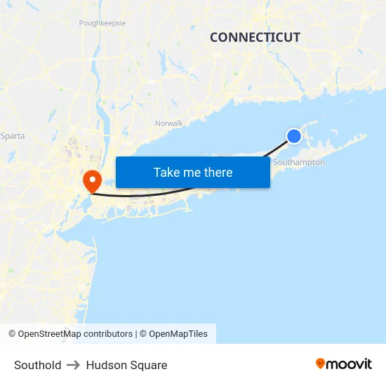 Southold to Hudson Square map