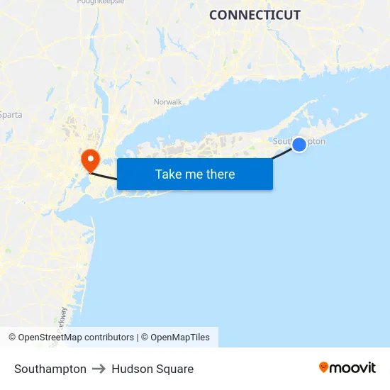 Southampton to Hudson Square map