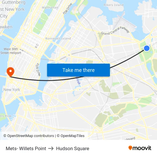 Mets- Willets Point to Hudson Square map