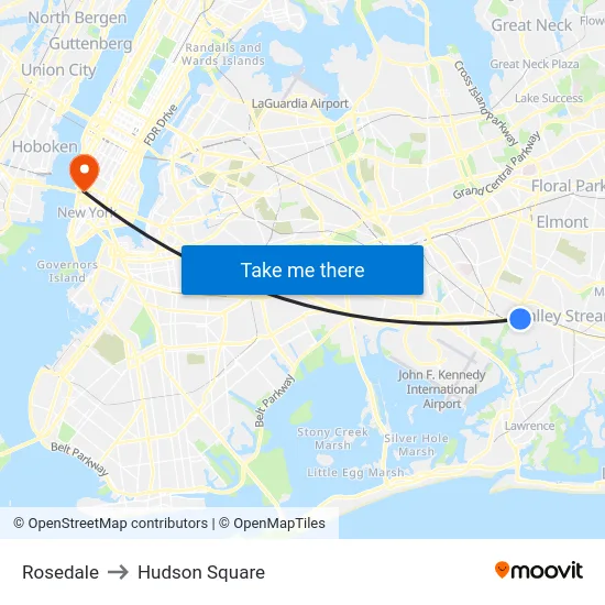 Rosedale to Hudson Square map