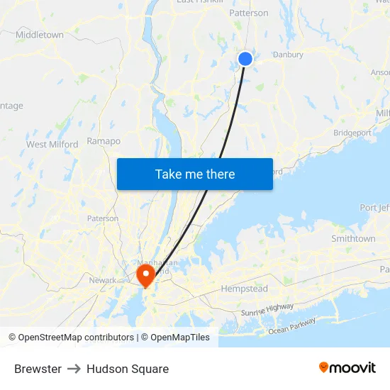 Brewster to Hudson Square map