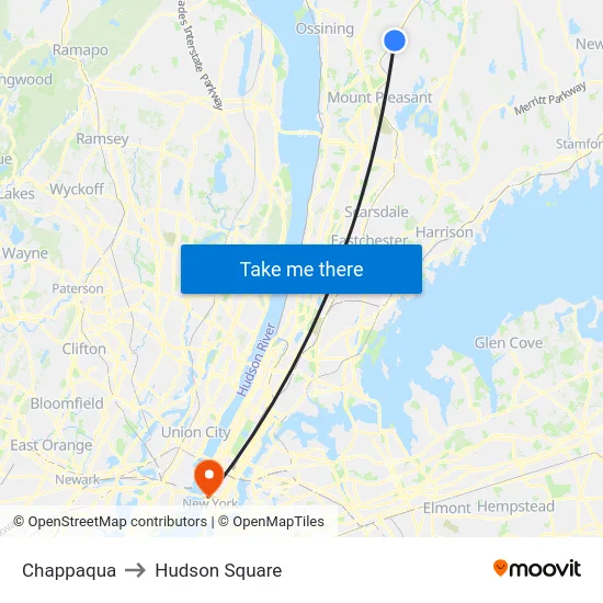 Chappaqua to Hudson Square map