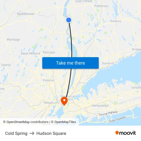 Cold Spring to Hudson Square map