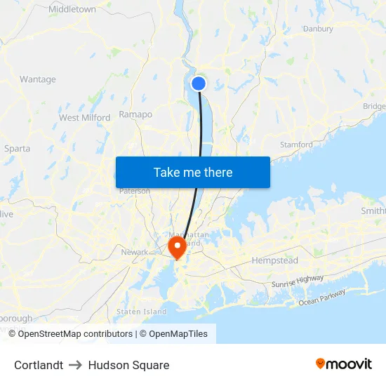 Cortlandt to Hudson Square map