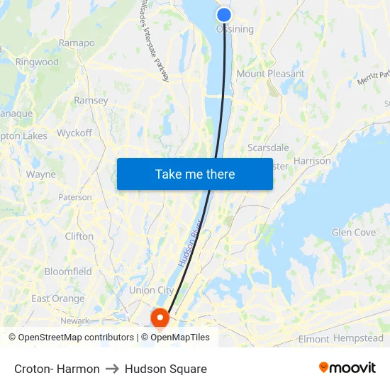Croton- Harmon to Hudson Square map