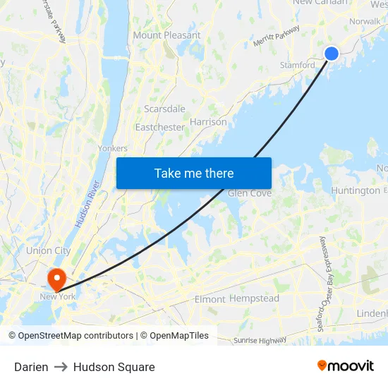 Darien to Hudson Square map