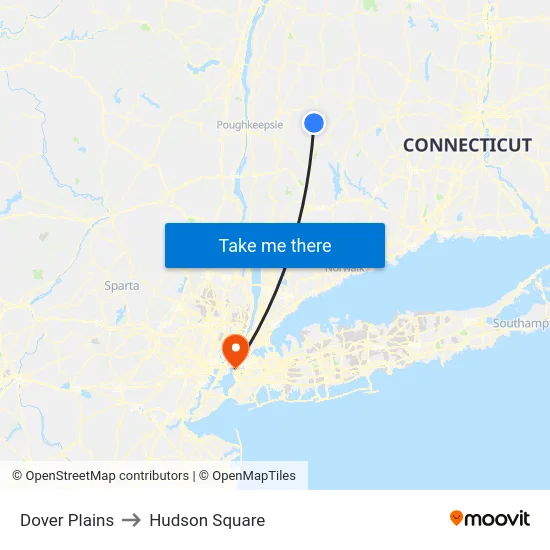 Dover Plains to Hudson Square map