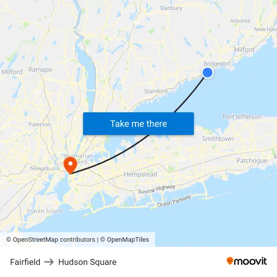 Fairfield to Hudson Square map