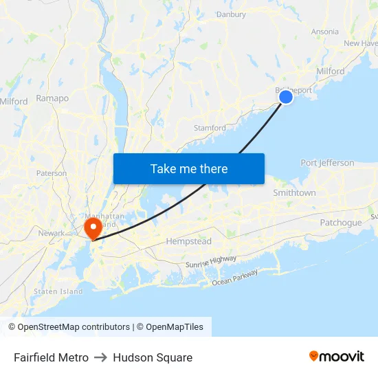 Fairfield Metro to Hudson Square map