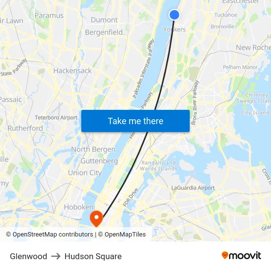 Glenwood to Hudson Square map