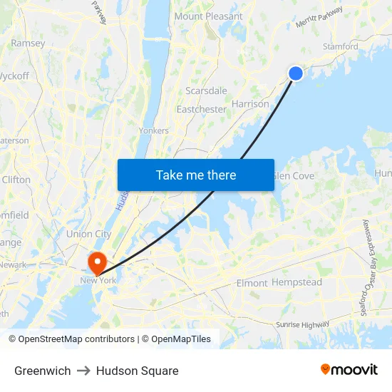 Greenwich to Hudson Square map