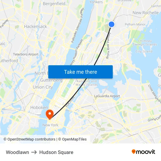 Woodlawn to Hudson Square map