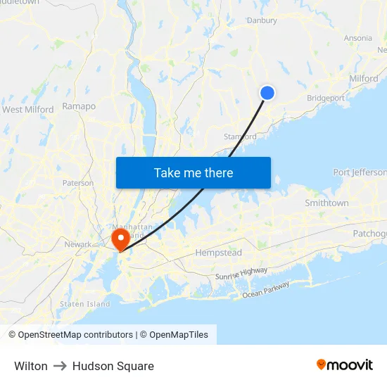 Wilton to Hudson Square map